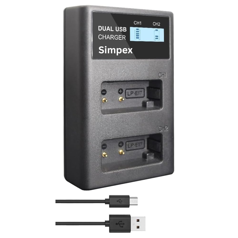 Simpex for Nikon DSLR Camera EN-EL15 Dual Port Li-ion LCD Battery Charger for D750, D7200, D7500, D850, D7100, D610, D500, MH-25a, D7000, Z6, D810 Digital SLR Camera Batteries enel15