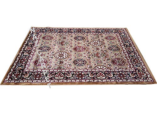 Image of Kashmiri Traditional Woollen Carpet with Advanced 1 Inch Thickness & Classical Look 150x200cm (5x7 Feet) Color Gold