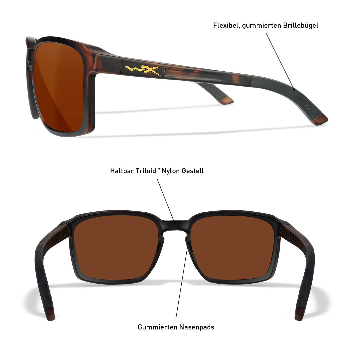 Wiley X │ WX Alfa | Sonnenbrille Herren │ Ideal bei Outdoor-Aktivitäten | Sport Fahrradbrille Laufbrille Fischen Wandern │ Sportbrille │ 100% UVA/UVB-Schutz