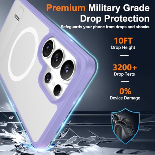 Image of SPIDERCASE Magnetic for Samsung Galaxy S26 Ultra Case,[Built-in Invisible Kickstand][Compatible with Magsafe] Slim Translucent Matte Phone Case for S26 Ultra 6.9'',Light Purple
