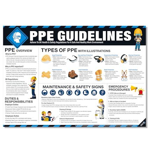 Poster directives PPE étanche : tableau sécurité équipement protection individuelle