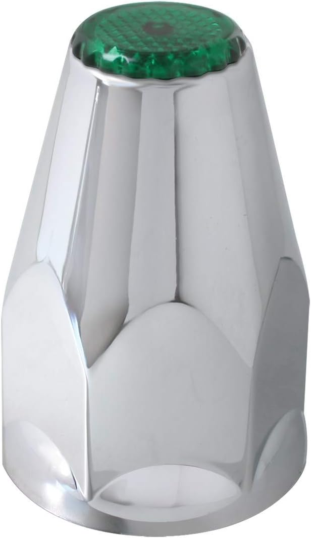 GG Grand General 10342SP Green 33 mm X 3-3/16 Inches Chrome Plastic Push-On Nut Cover w Reflector, Set of 10