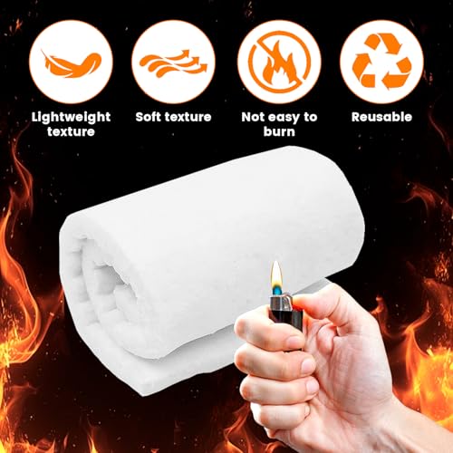 OVBOVA 6 Stücke Keramikwolle für Bioethanol Kamin, Keramikfasermatte für Tischkamin Indoor, Ethanol Brenner Zubehör, 30x10x1.3cm