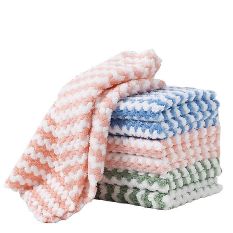 Packs Of Cleaning Cloth Cleaning Fiber Cloth Thickened Coral Velvet Cloth Super Absorbent Cleaning Oil Non Stick Cloth