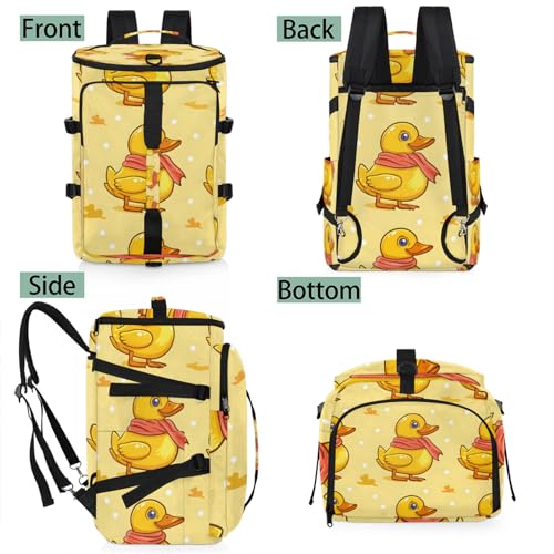 Tactical Sports Duffle Bag for Travel Waterproof Gym Bag with Shoe Compartment 48L Carry On Luggage for Men & Women 3-in-1 Durable Travel Luggage Yellow Ducks 6