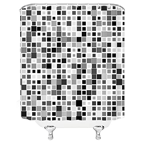 TITINGLUCK Mosaik Muster Wohnkultur Duschvorhang Kinder Badezimmer Duschvorhang Badewanne Trennwand Küche Wasserdichter Vorhang 153x239cm/60x94in(WxH)