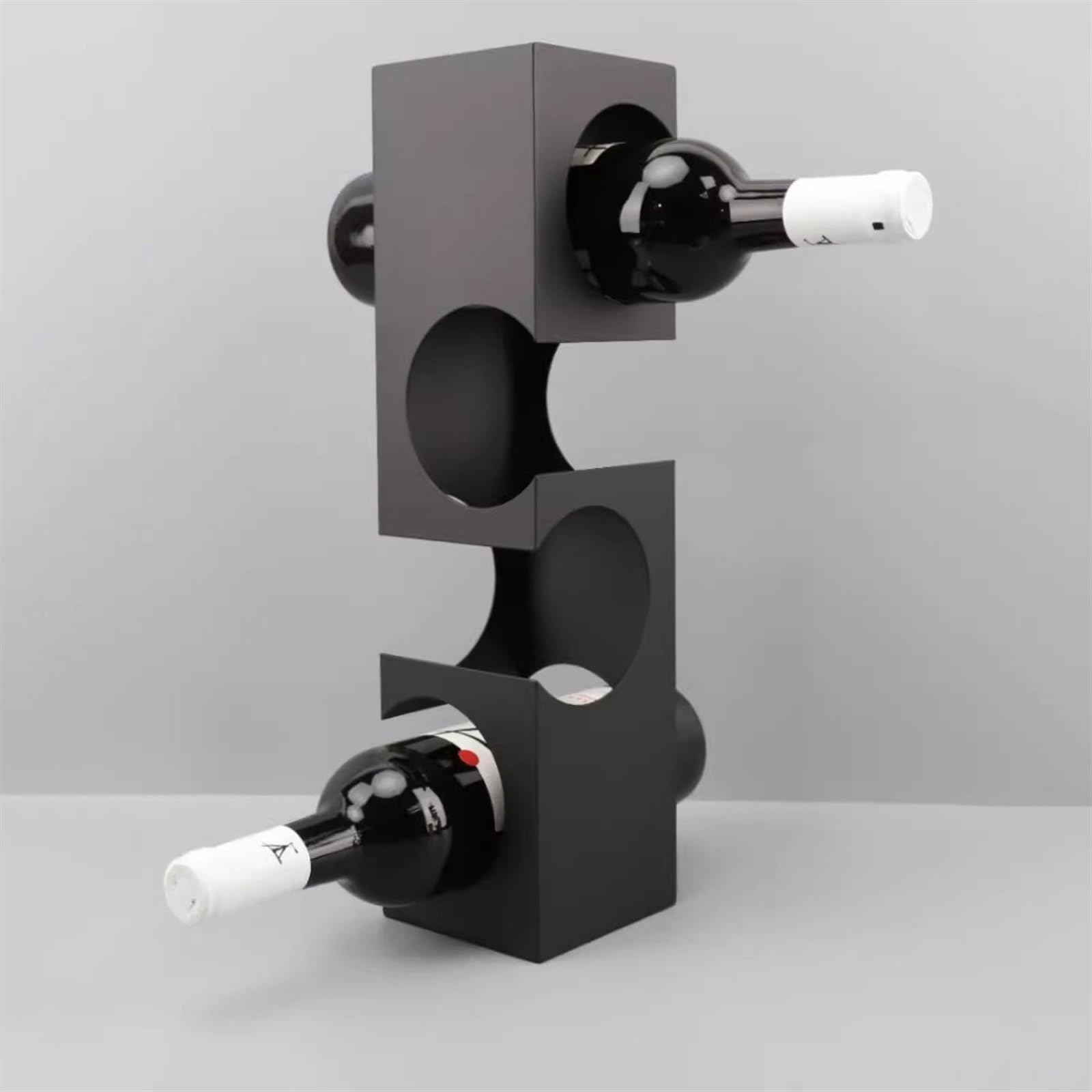Portabottiglie Decorazione moderna for portabottiglie geometrica in metallo Cucina(Nero)