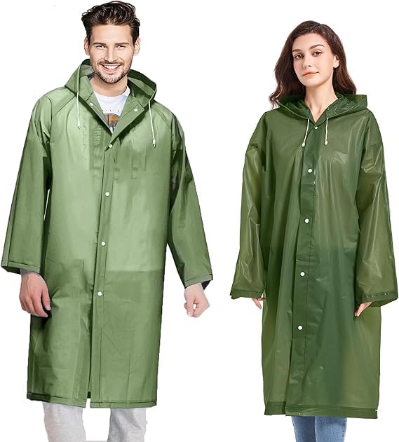 Unisex EVA Waterproof Unisex Rain Coat Hooded Full Sleeves Outdoor Men, Women, Boys & Girls Rainwear Poncho Raincoat for Camping, Hiking & Travelling (High Quality) (Multisize,Green)