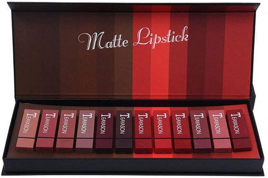 12 Colors Waterproof Long Lasting Durable Matte Lipstick Sexy Moisturizing Lipstick Lip Gloss Set with Gift Box