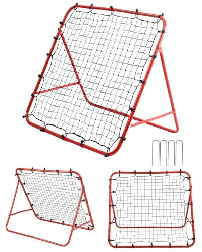 Red de entrenamiento de fútbol para entrenamiento de fútbol, objetivo profesional para niños, equipo de enseñanza, ajustable, portátil, puerta de fútbol, 65 x 65 cm (rojo, 65 x 65 cm)
