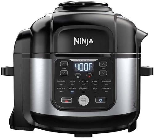 Ninja OS301FD305CO Foodi - Olla a presión 10 en 1 y freidora de aire con estante anidable, capacidad de 6.5 cuartos de galón y un acabado inoxidable