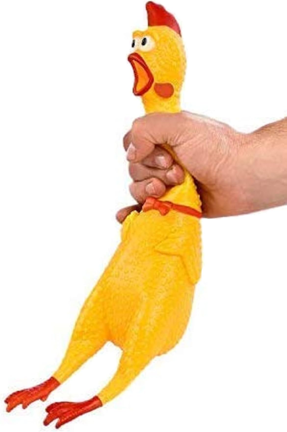 Hilarious 15” Rubber Screaming Chicken Toy For Kids & Pets – Super Durable & Funny Squeaky Chicken Dog Chew Toy - Silly Squeezing & Squawking Novelty Gift Idea – Vibrant Colors & Wacky Design