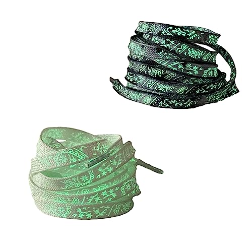 Jamron 2 Coppie Luminoso Neon Lacci Piatti per Sneakers Colore Sfumato Stampato Lacci Nylon per Scarpe Sportive SN0702123 Bianco-Grigio 160CM