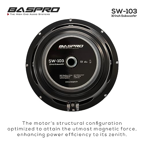 Image of BASPRO SW-103 (Orange) Premium Subwoofer 10 inch Full Pressed Coloued Coated with Stiched Foam Edge 160W RMS / 1300W Peak Power with 4 ohm