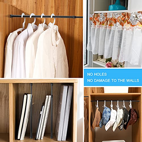 Goowin 6 Stück Teleskopstange, 40-70cm Spannstange ohne Bohren, rostfreie Feder, verstellbare Spannstange für Schrank, Küche, Schrank, Kleiderschrank, Bücherregal (schwarz)