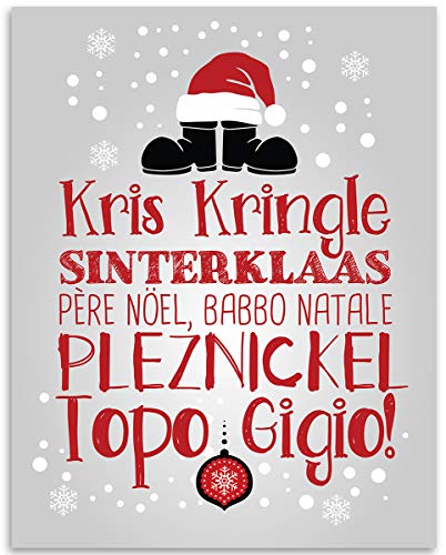 Kris Kringle Sinterklaas 11x14 Unframed Print Christmas Wall Art Santa Names Poster Holiday Typography Artwork Global Santa Traditions Decor Winter Seasonal Home Wall Decor