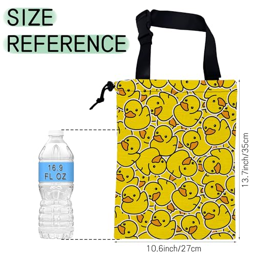 Image of Yellow Duck Car Garbage Bag,Rubber Duck Waterproof Small Car Trash Bag Hanging Back of Seat,Drawstring Hanging Car Trash Bag with Adjustable Buckle for Car Accessories