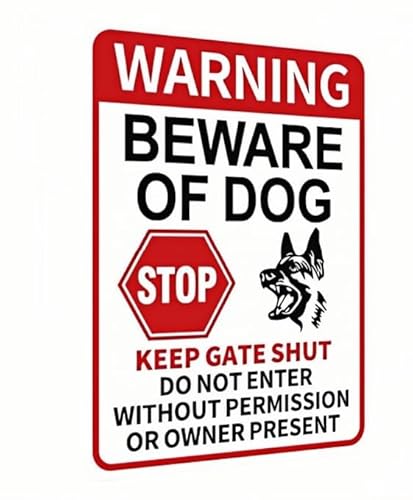 Carastora Funny Beware of Dog Sign – Warning, No Trespassing, Keep Gate Closed, Do Not Enter Without Permission, 8x12 Inch Aluminum Sign, Perfect for Yard, Fence, and Garden Décor Carastora Funny Beware of Dog Sign – Warning, No Trespassing, Keep Gate Closed, Do Not Enter Without Permission, 8x12 Inch Aluminum Sign, Perfect for Yard, Fence, and Garden Décor