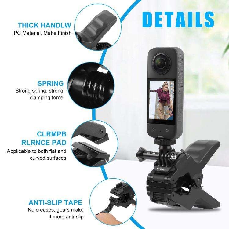 Image of SHOPEE Jaws Flex Clip Clamp Mount Compatible with Go Pro Hero 13 /12 /11 /10 /9 /8 /OSMO Pocket / Insta360 X5 / X4 / X3 ONE /X /X2 Action Cameras