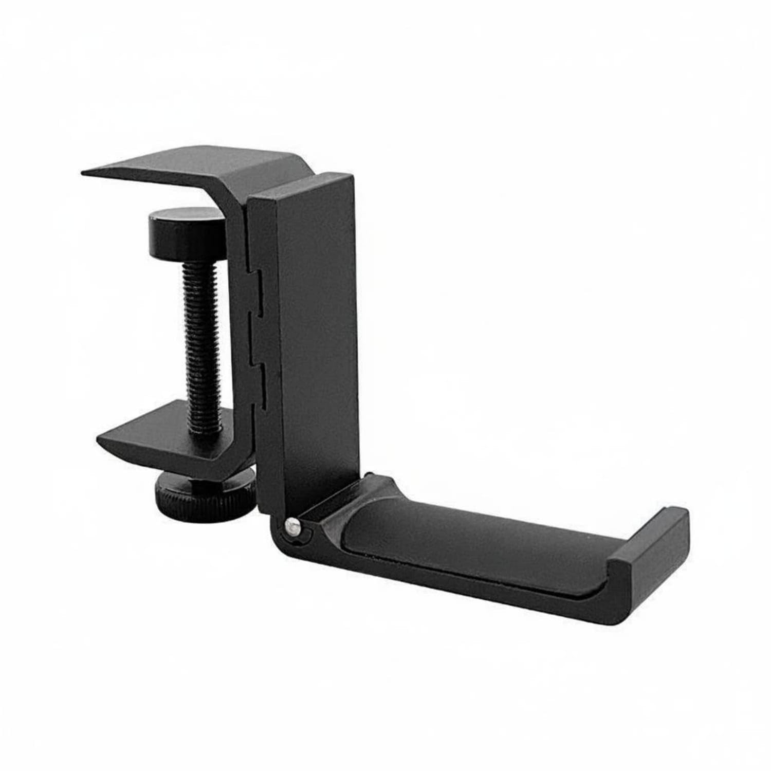 Black Metal Clamp-on Headphone Hanger Tightening Knob Clamp-on Headphone Stand Safeguarding Pads Audio Accessory Polished Painted Finish, Black-image-10
