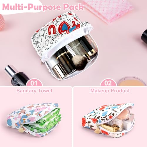 Image of Sanitary Pad Storage Bag Portable Period Bag for Teen Pads /Sanitary Napkins /Small Tampons, Sanitary Napkin Storage Bag First Period Gifts for Teen Girls (Rose Garden)