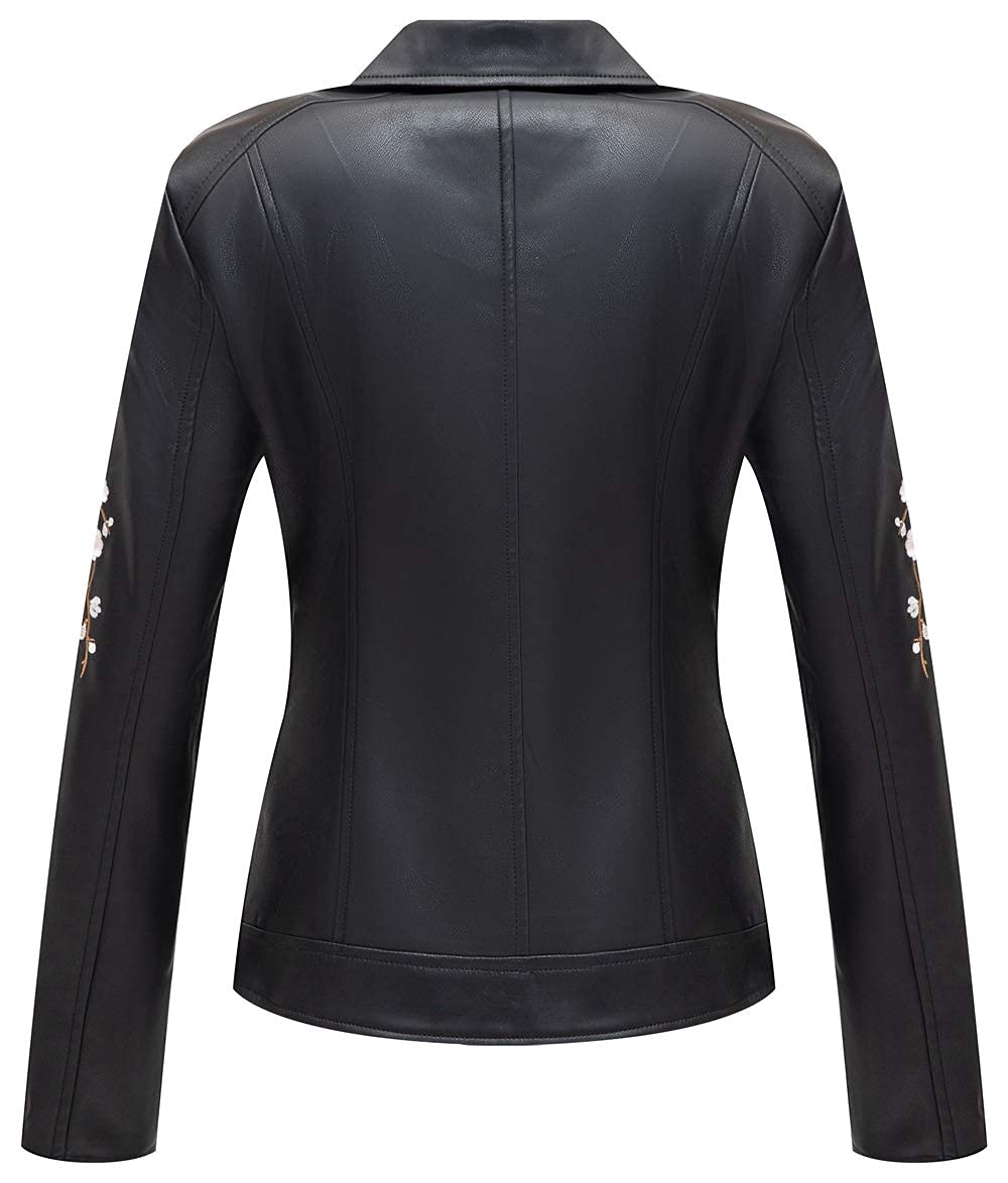 Giolshon Giacca da Donna in Similpelle da Motocicletta Primaverile e Autunnale Giacca Casual Corta