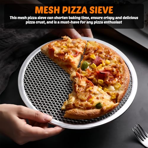 Vegena Pizza Tray Mesh Pizza Screen, 4PCS 12In Pizza Trays for Oven Non Stick, Pizza Pan Round Pizza Oven Trays, Aluminum Pizza Screen, Pizza Mesh Baking Trays Net for Oven Home Restaurant - Image 6