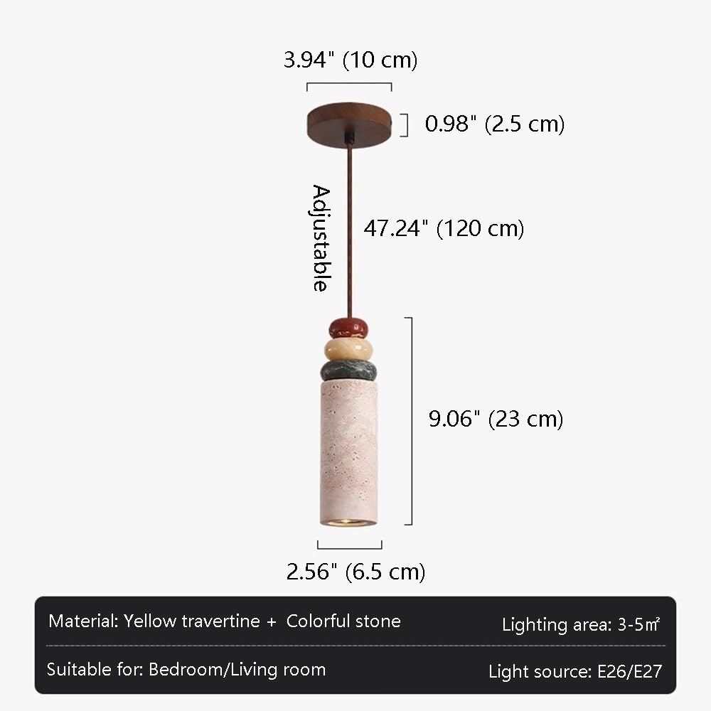 Suspension En Travertin, Lampe Suspendue En Pierre Avec Décor En Jade