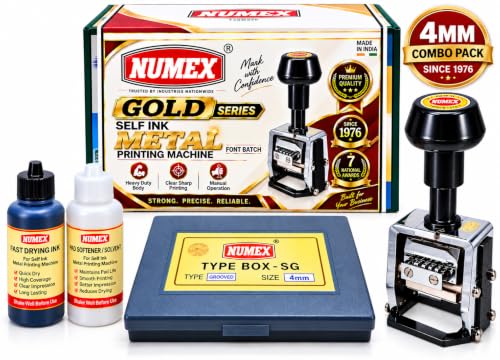 Image of NUMEX 4MM Metal Font Batch Printing Stamp | Heavy Duty Manual Coding Stamp | Prints Batch No., MFG Date, EXP Date & MRP | for 3kg-5kg Pouches, Bags, Labels & Craft Use | Made in India