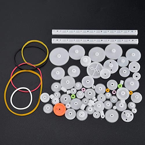 75pcs Plastic Gear Set, Kunststoff Zahnrad Schneckenwelle Hülse Set DIY Roboter Getriebe Motor Spielzeug