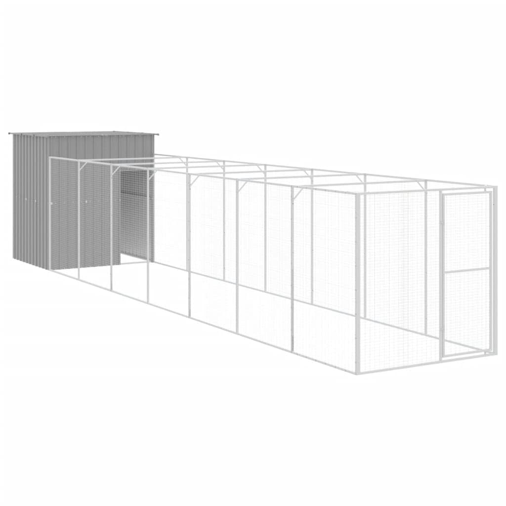 Homgoday Casetta Cani Corsa Grigio Chiaro 165x863x181 cm Acciaio Zincato, Gabbia Cane Gabbia per Cani da Interno Kennel per Cani Gabbie per Cani Recinto per Cani da Esterno