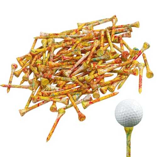Tés de golf de madera – 50 piezas de tees de golf de bambú, diseño único, accesorios de golf biodegradables y biodegradables, sostenibles, biodegradables para golfistas al aire libre