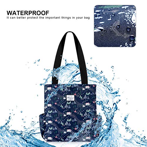 Image of KAMO Floral Tote Bag - Waterproof Lightweight Handbags Travel Shoulder Bag for Hiking Yoga Gym Swimming Travel Beach
