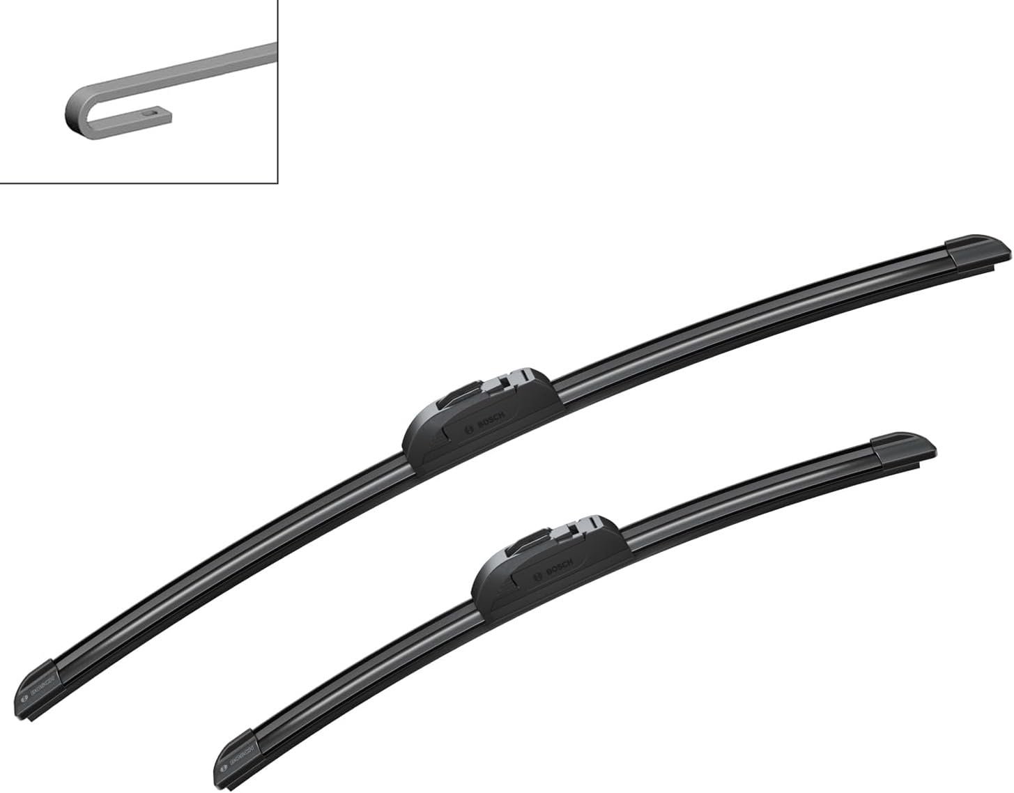 Bosch Aerotwin Aerotwin eAR 552 S - Jeu de 2 Balais d'essuie-glaces de Remplacement Avant - Livrés avec Adaptateur Pré-assemblé - 550 mm / 400 mm - Boîte réduite pour moins de déchets