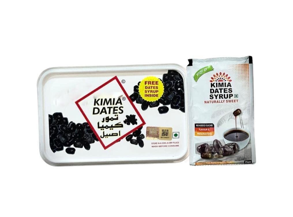 Kimia Dates Khajur | Soft Dates | Fresh Juicy Dates | Khajoor/Khajur | Healthy & Nutritious | Dry Fruits With Free Kimia Syrup (400 x 2 Gram) (Pack Of 2)