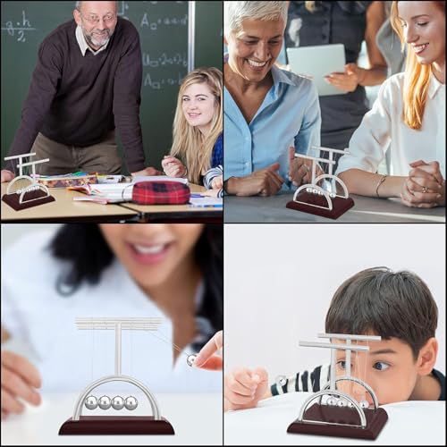 Image of Newton's Cradle Balance Balls - Stress Relief Desk Toy | Office Table Decor Gift | Perpetual Motion Pendulum (Metal Build)