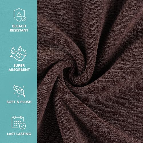Image of Arkwright Bleach Resistant Salon Towels 24 Pack - Microfiber Hair Towels, Soft, Absorbent, Quick Dry, Lint Free Spa & Barber Towels for Hair Stylist, Nail Salon & Esthetician, 16 x 27, Brown