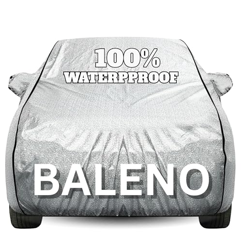 Image of Waterproof Car Body Cover - 100% Water Proof Custom Fit New Car Covers, Outdoor Full Protecting for Baleno (All Models) with Free Storage Bag - UV, Rain & Dust, All Weather Protection