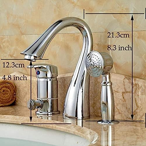 Robinet de baignoire cascade chrome YRYRYW avec douchette anticalcaire