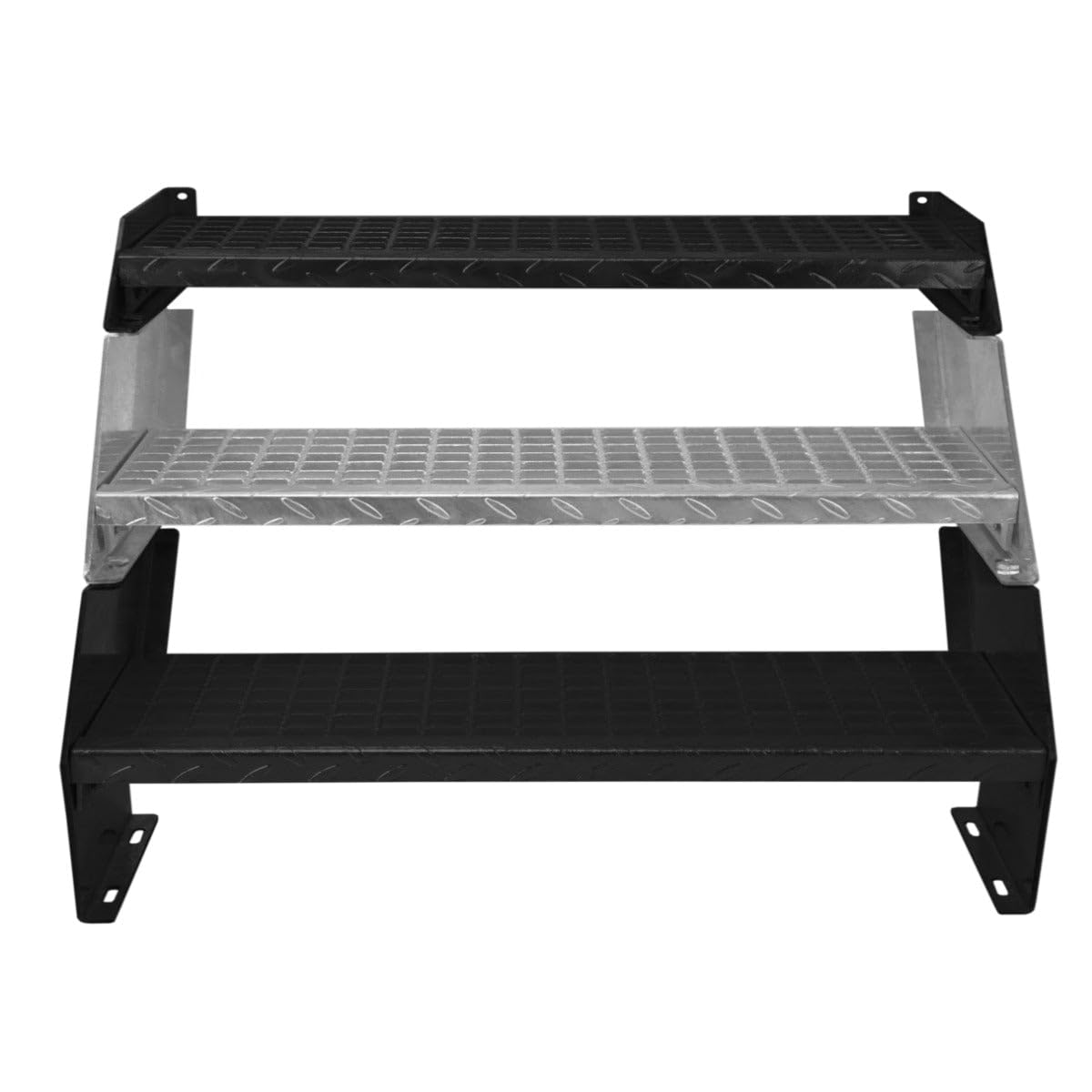 Scale in metallo aggiuntivo regolabile in altezza 90 cm Argento Acciaio zincato 2 gradini componibili Griglia resistente alle intemperie Spessore asta 5 mm Kit di fissaggio GRATUITO