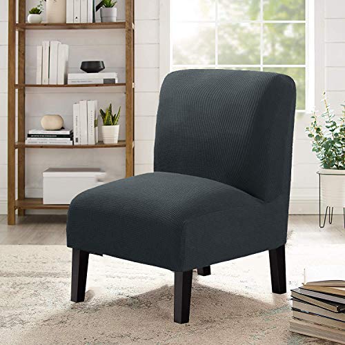 WOMACO Armless Accent Chair Slipcover Stretch Accent Slipper Chair Cover Removable Oversized Big Chair Furniture Protector Slip Cover for Home Hotel (Dark Gray, 1)
