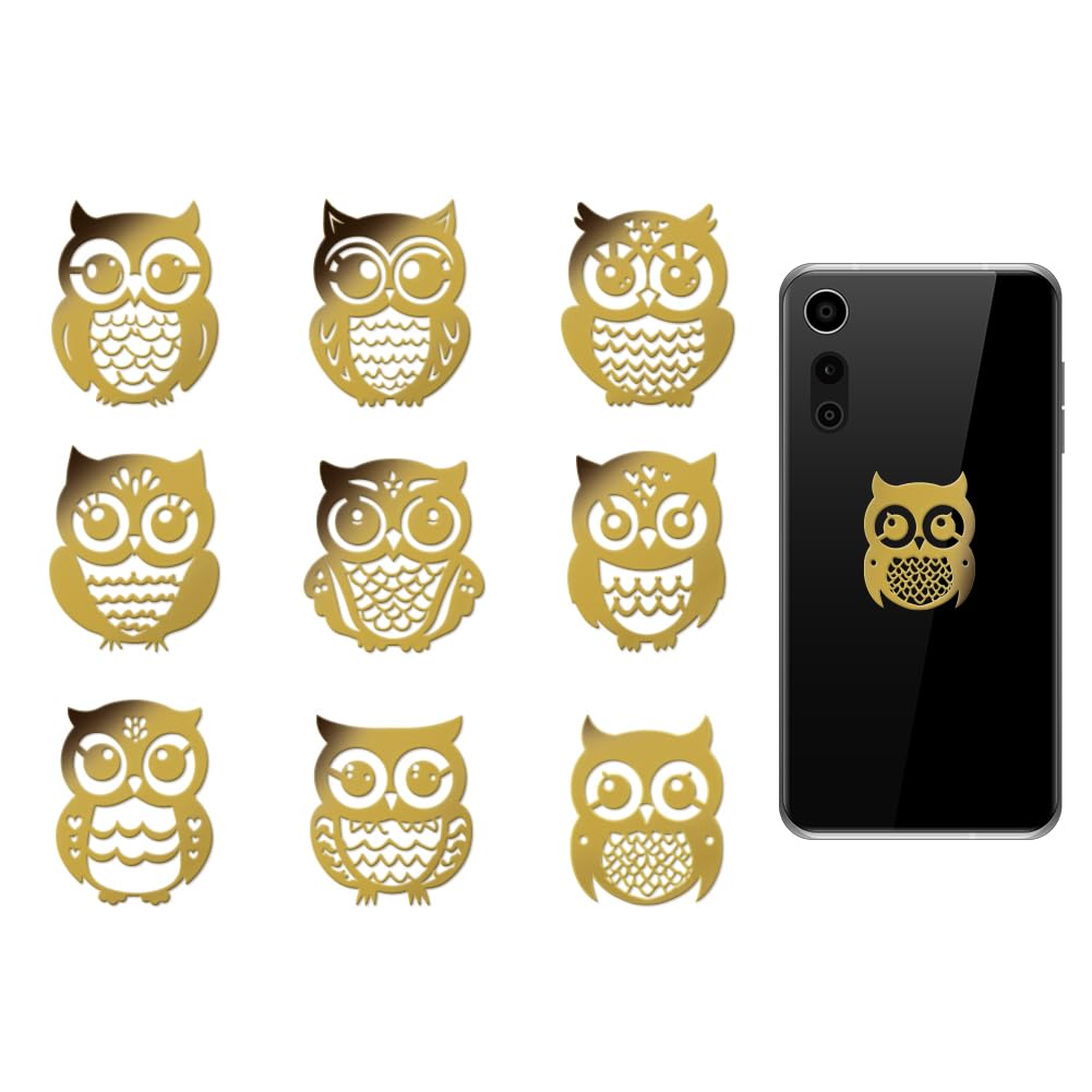 OLYCRAFT 9pcs 1.6x1.6 Inch Owl Pattern Metal Stickers Animal Silhouette Self Adhesive Gold Stickers Animal Theme Metal Gold Stickers for Scrapbooks
