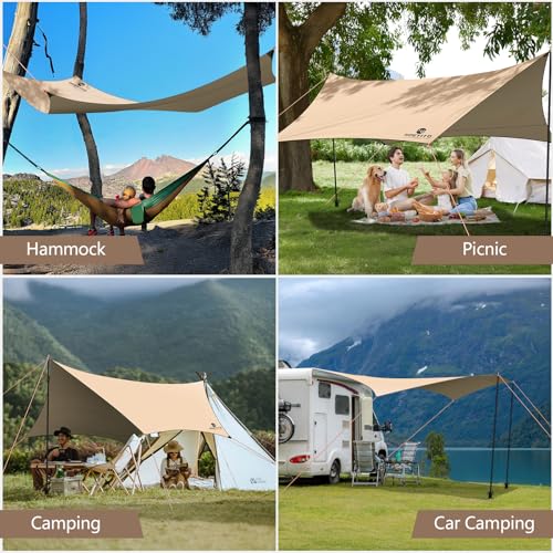 15x12.5FT Waterproof Camping Tarp with Poles