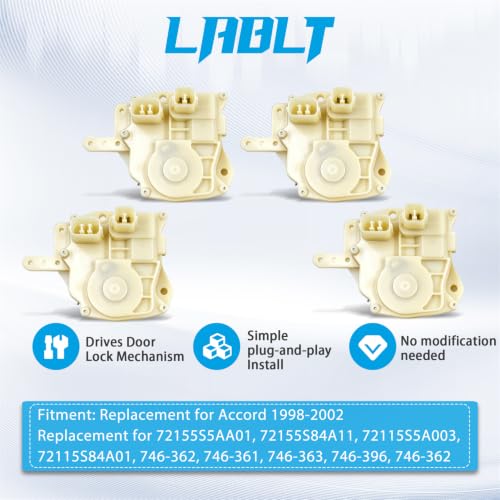 Image of LABLT 4PC Door Lock Latch Motor Actuator Front Rear Left Right Replacement for Accord 1998-2002 72155-S84-A11 72115-S84-A01 72655-S84-A01