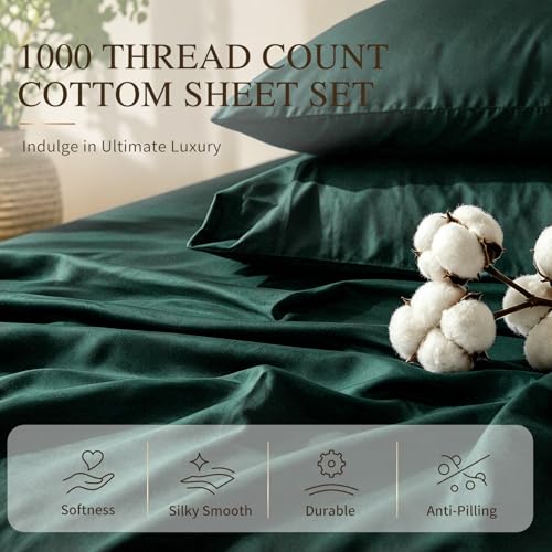 Image of MEISHANG 1000TC Egyptian Cotton Sheets Queen, 16 inch Deep Pocket | 1000TC Egyptian Cotton Sheets, Sateen Weave, Ultra Soft & Breathable, OEKO-TEX Certified