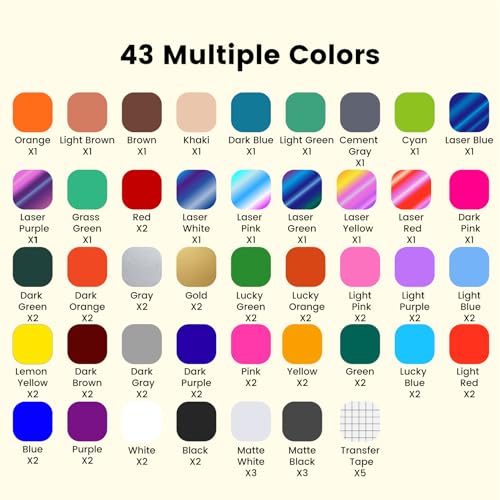 Vinyle permanent pour Cricut 30x30 cm : pack de 75 feuilles imperméables