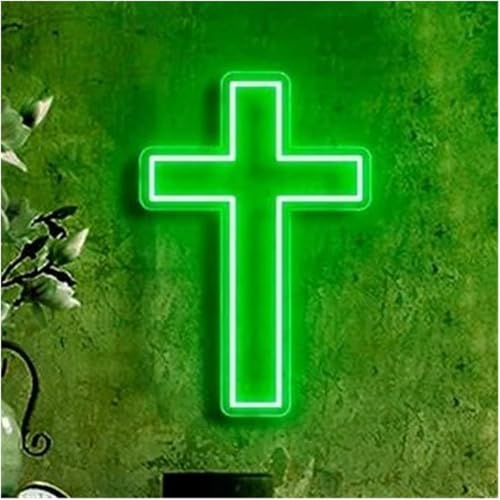 Enseigne lumineuse au néon Jésus LED verte 16x30cm déco murale salon