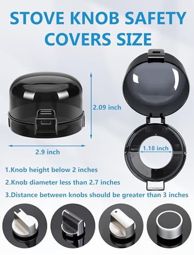 Stove Knob Safety Covers, 6 Pack Universal Gas Stove Knob Covers, Heat-Resistant Baby Proof Stove Knob Covers, Gas Stove Knob Locks for Child Safety and Pet (Black) - Image 3