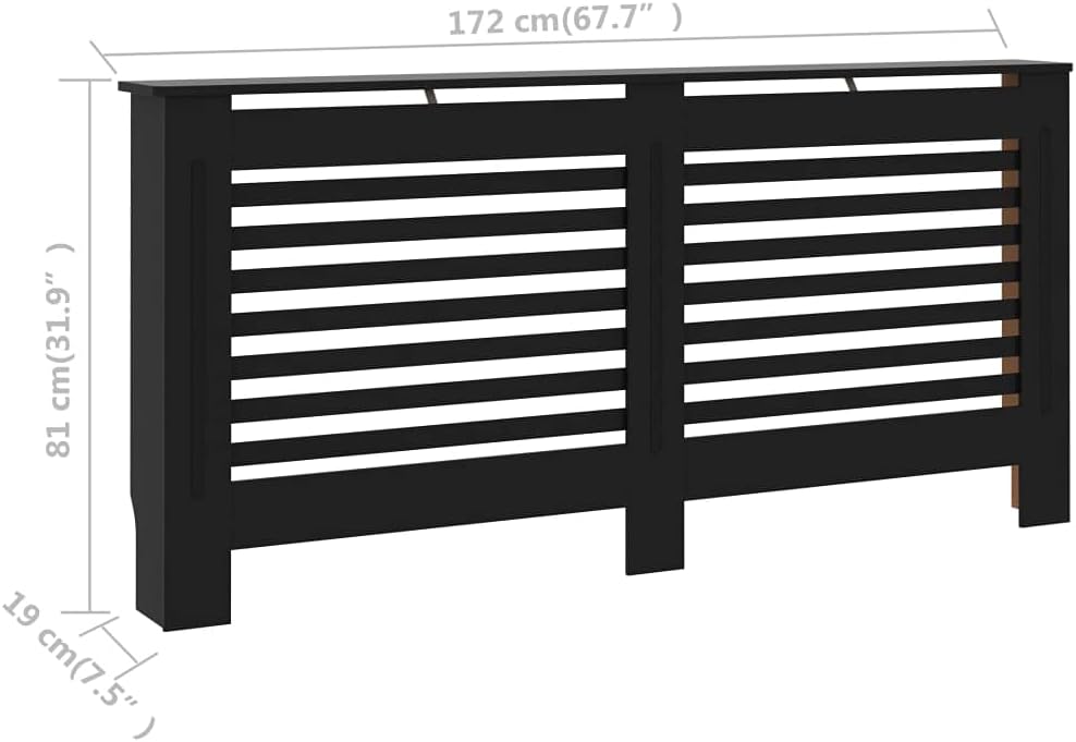 Radiator Cover Black 67.7"x7.5"x31.9" MDF,Heating Radiator Accessories-31.24lbs