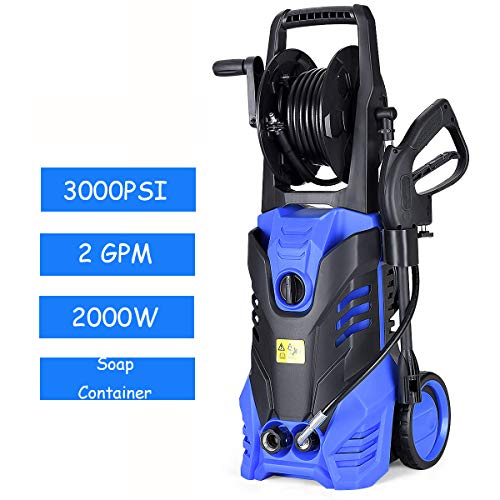 Goplus 3000PSI Electric High Pressure Washer Machine 2 GPM 2000W W/Deck Patio Cleaner